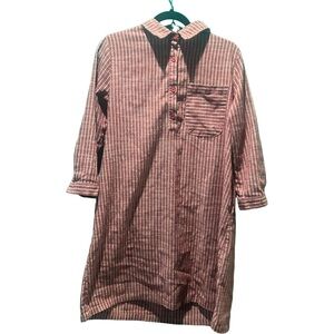 Striped Button-Up Dress with Collar